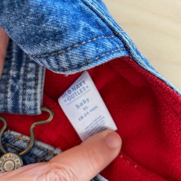 Old Navy Outlet Fleeced lined Jean Overalls 18-24 months (FK) - Picture 6 of 12